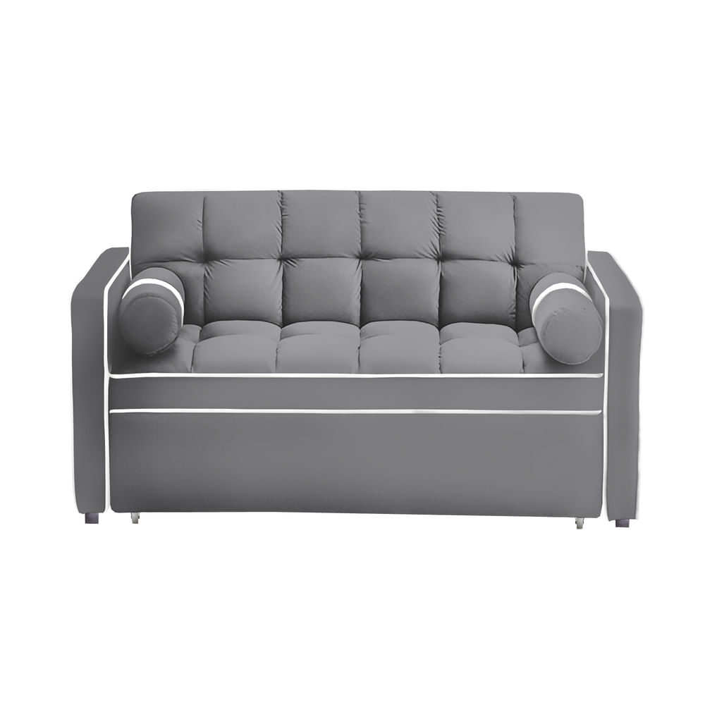 Sofá Cama Valandovo con bolsillos laterales y almohadas 1.5 Plz - Gris claro