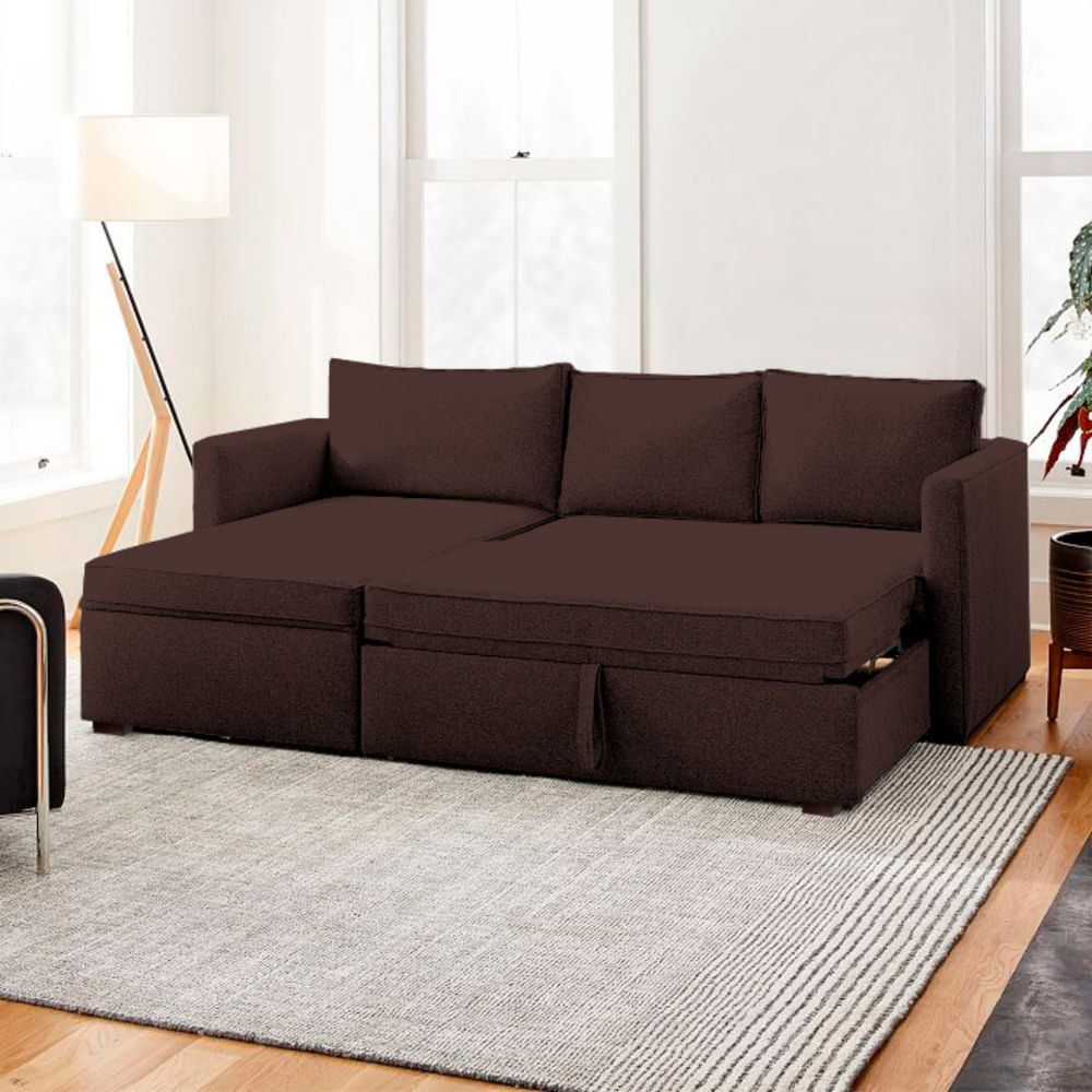 Sofá Cama Multifuncional Kozani 3 cuerpos - Chocolate