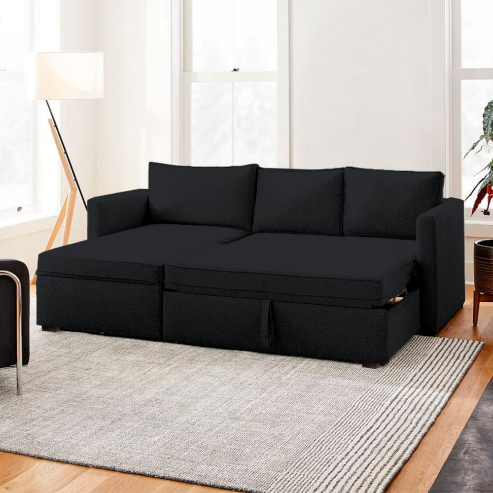 Sofá Cama Multifuncional Kozani 4 cuerpos - Negro