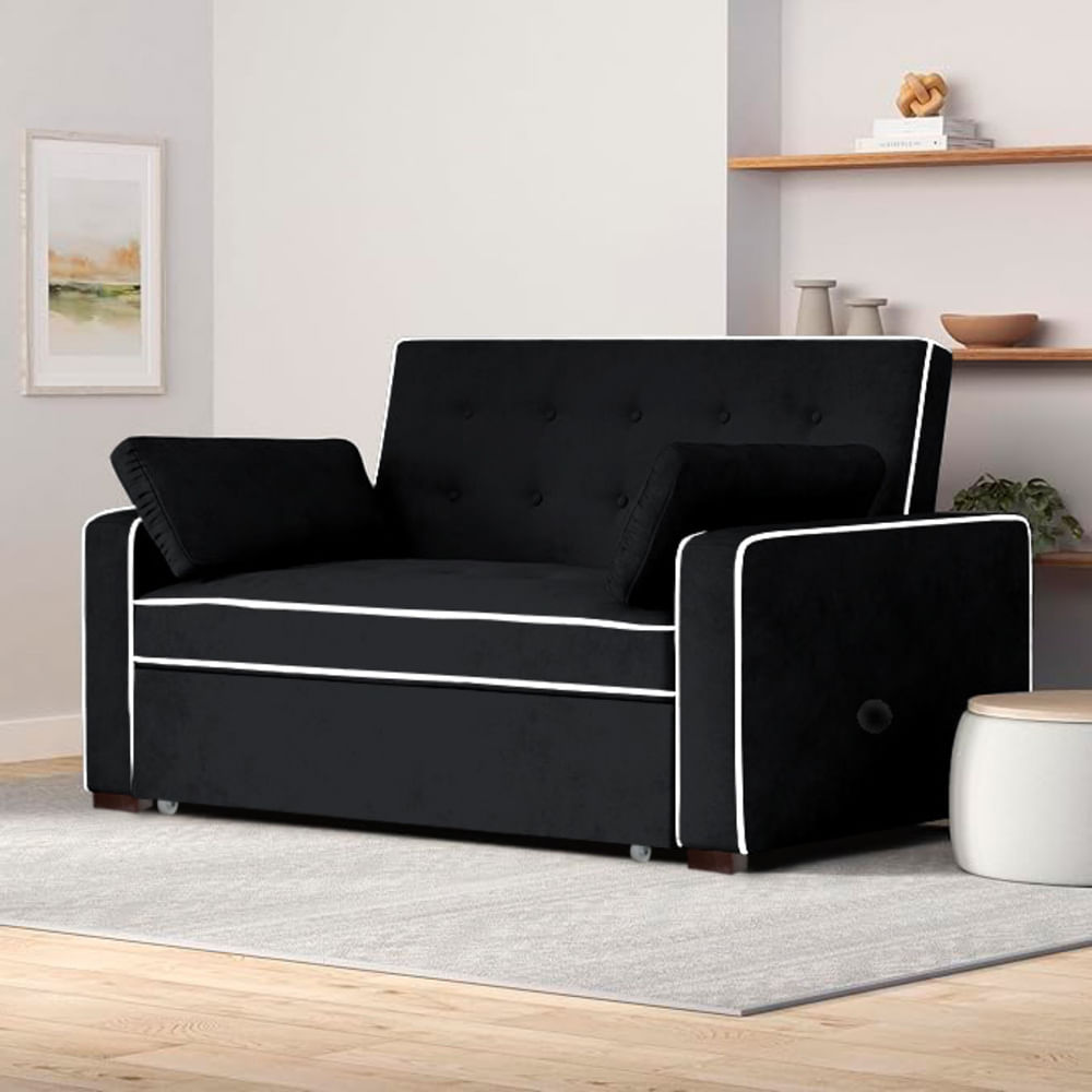 Sofá Cama Hisar con 2 Almohadas 2 Plz - Negro
