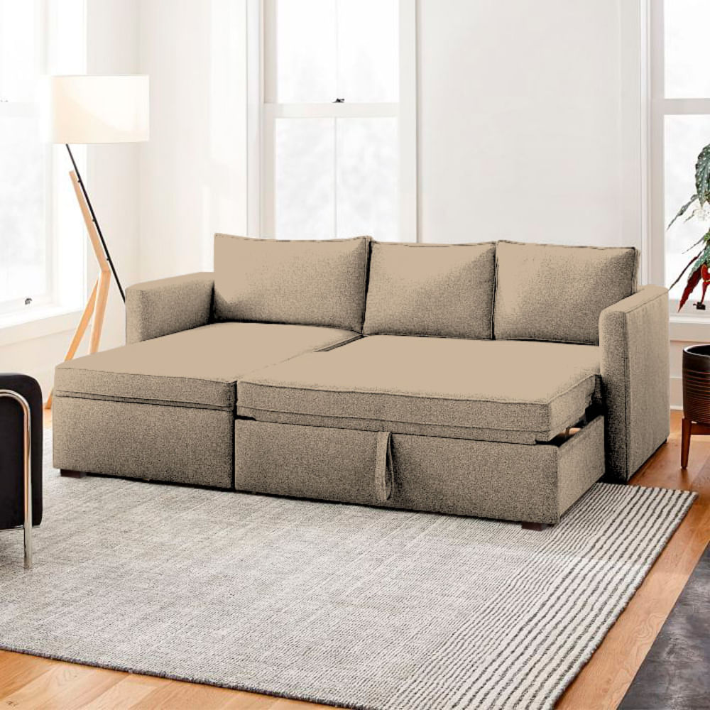 Sofá Cama Multifuncional Kozani 3 cuerpos - Beige Claro