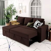 Sofá Cama Multifuncional Radovish con Almohadas 3 cuerpos - Chocolate