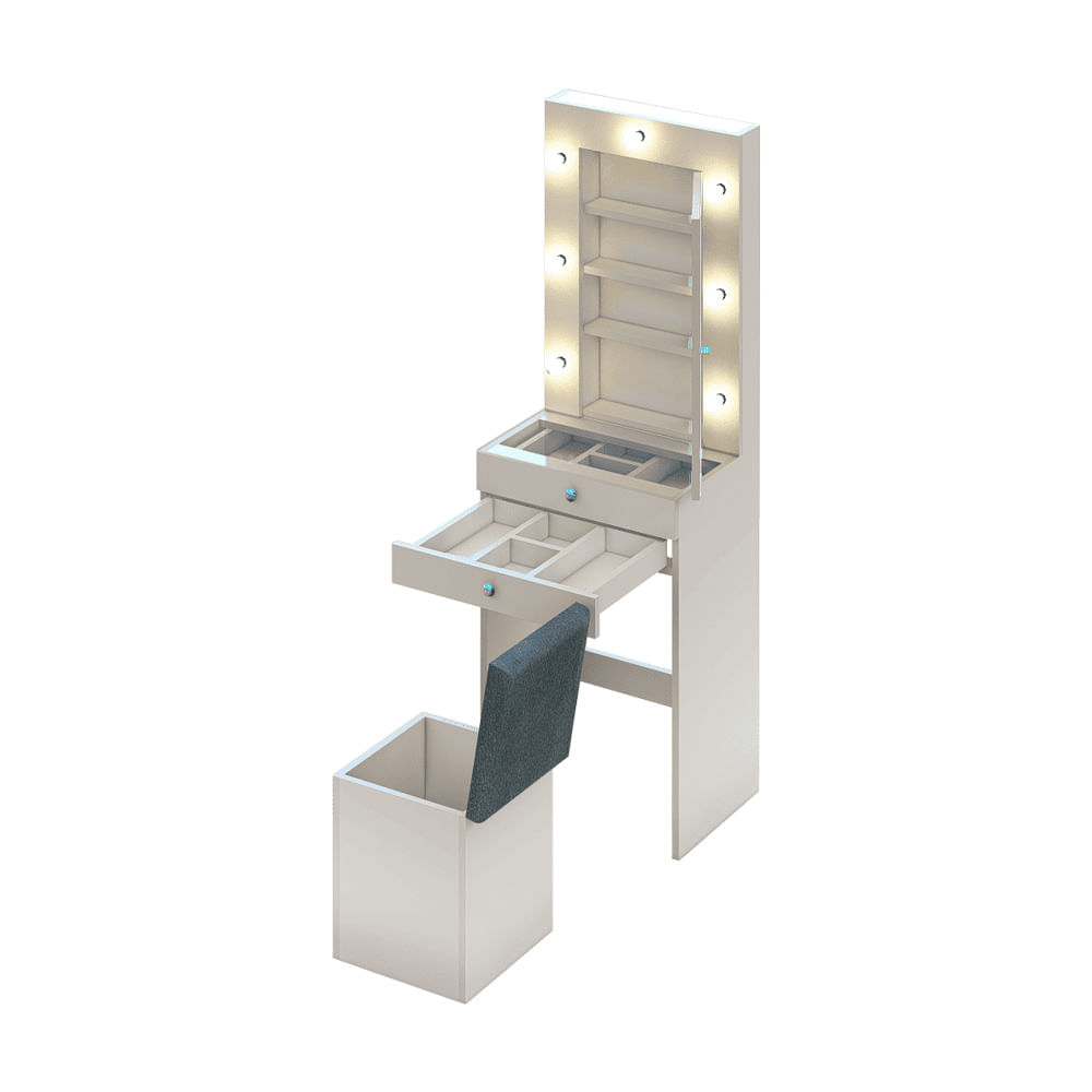 Tocador Joyero Camelia Con Espejo Despegable - Blanco