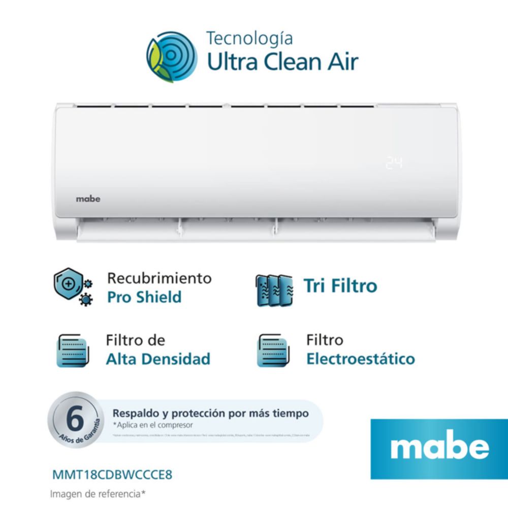 Aire Acondicionado Mabe 18,000 MMT18CDBWCCC8