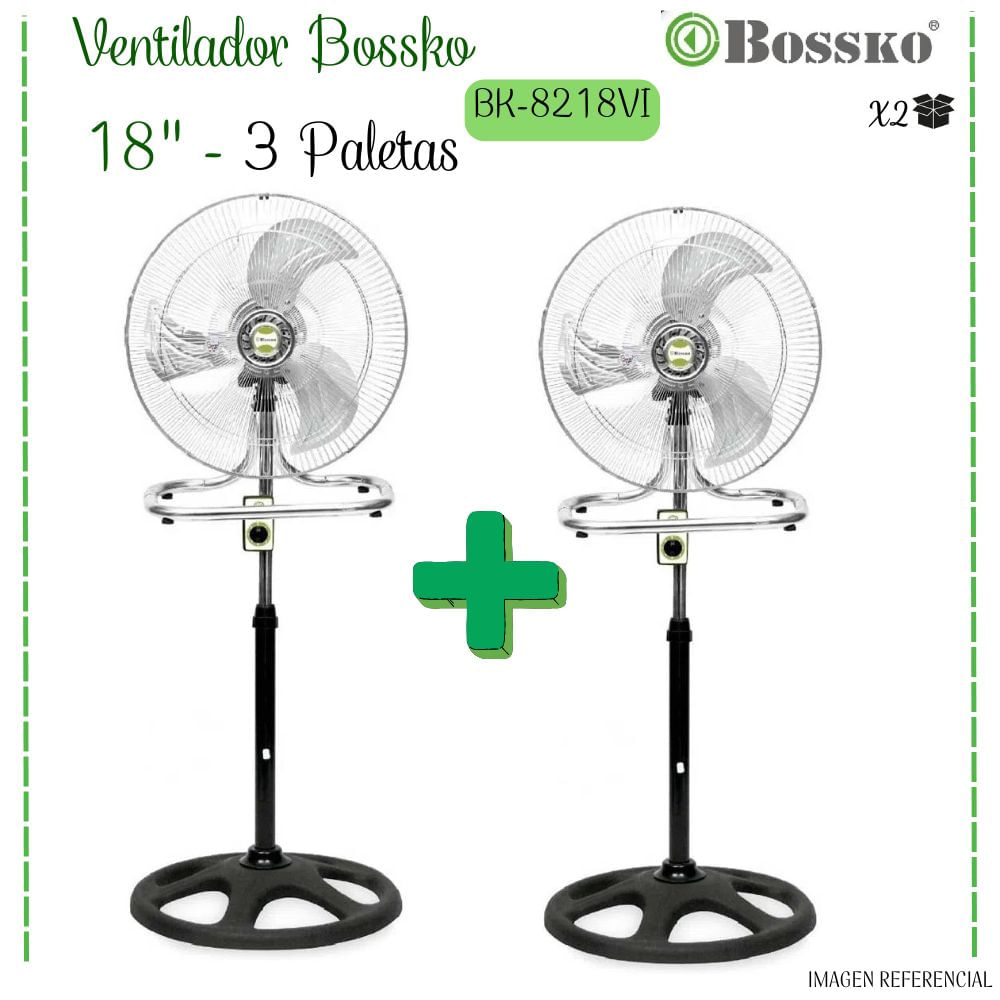 Ventilador Bossko 3 Aspas 3 en 1 De 18? 200 Watts BK-8218VI – PLATEADO X2 UNIDADES