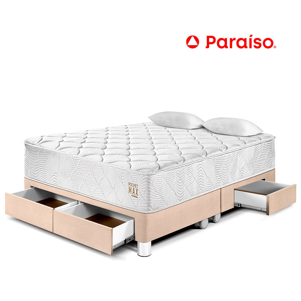 Cama Pocket Max King Con Cajones Champagne