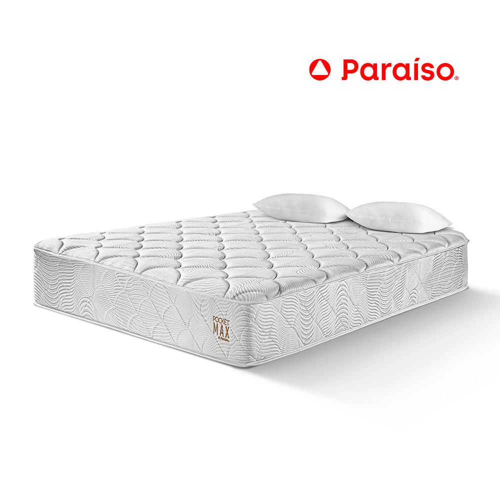 Colchón Paraíso Pocket Max 2 Plazas + Almohada + Protector