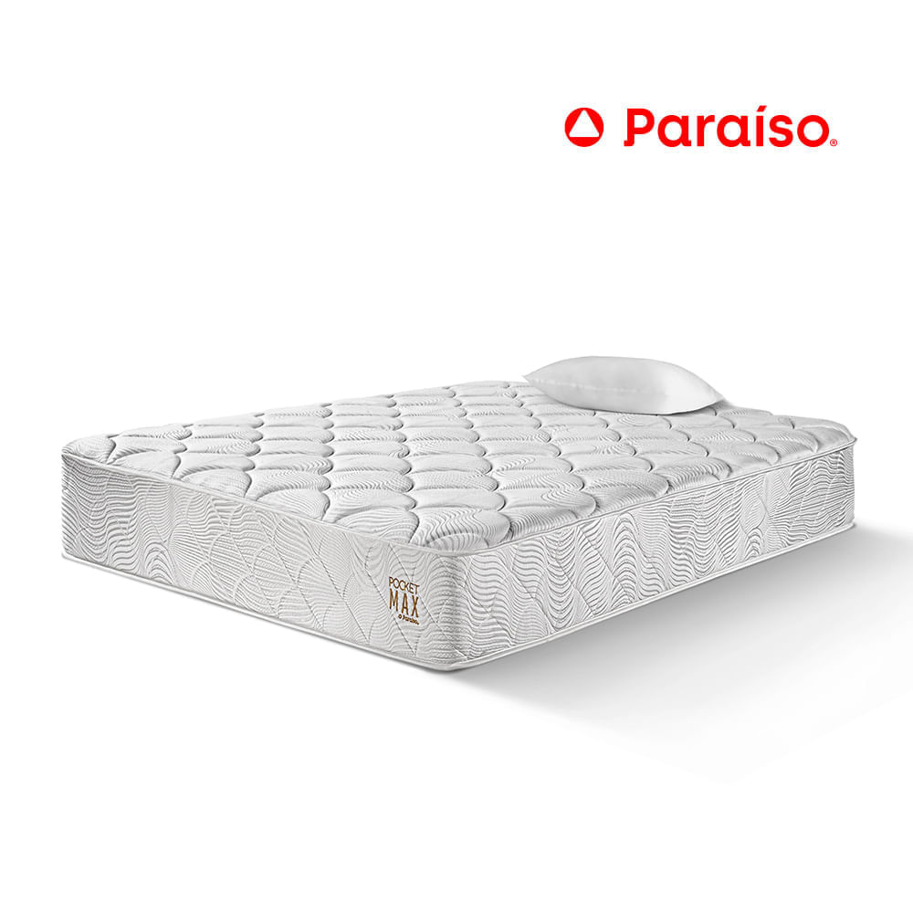 Colchón Paraíso Pocket Max 1.5 Plazas + Almohada + Protector