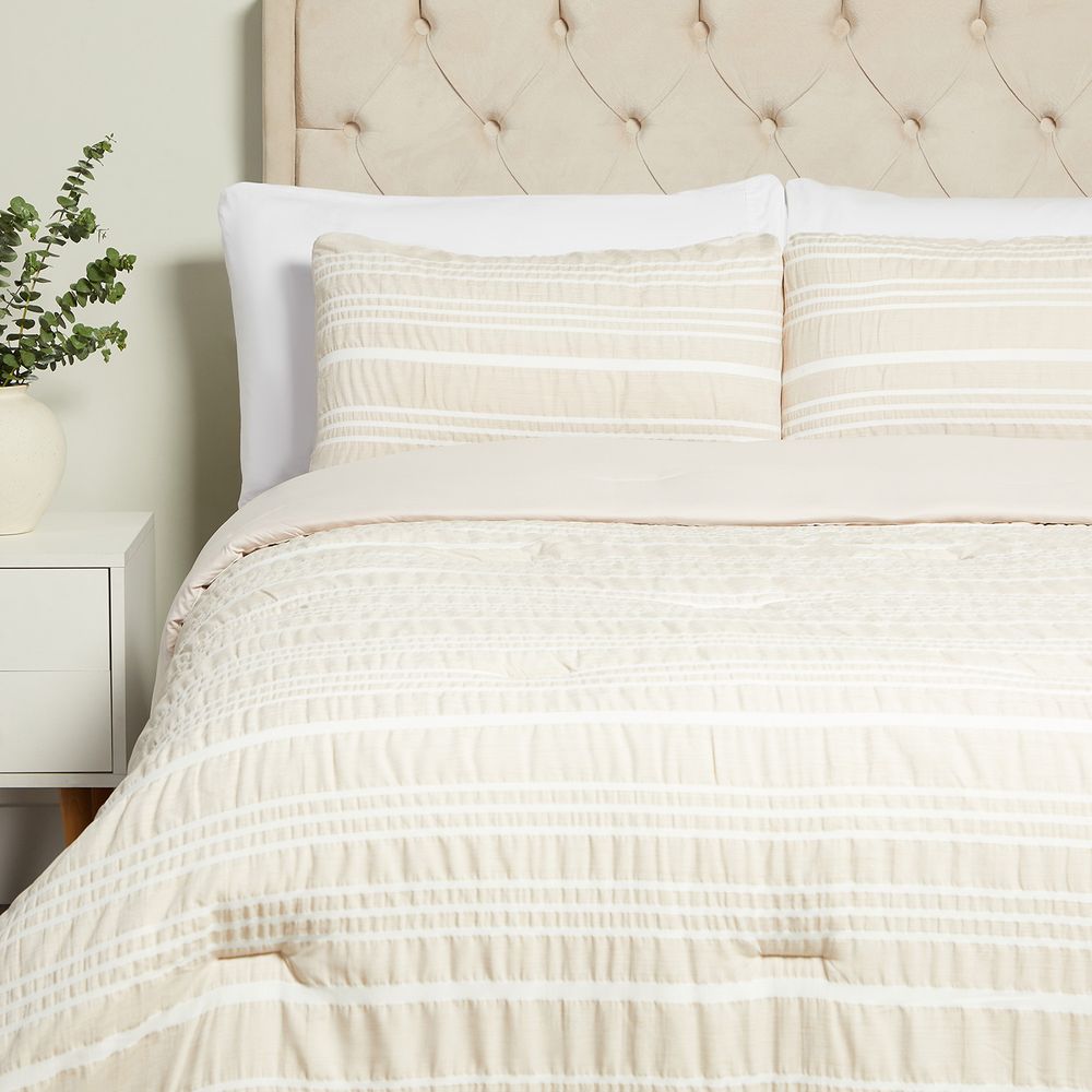 Edredón Kaz Pv2025 Crinkle Beige Queen V3