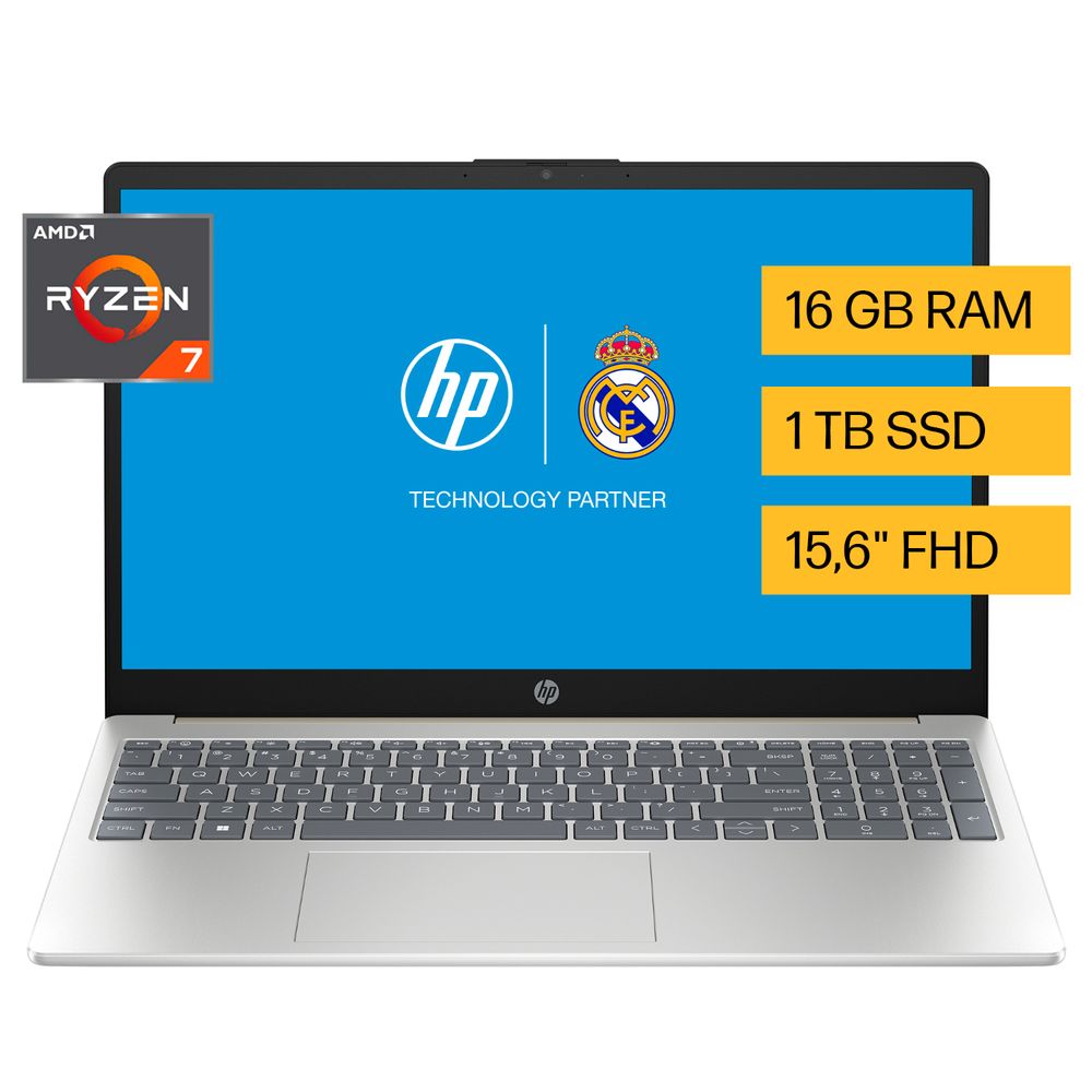 Laptop HP AMD Ryzen 7 7730U  16GB RAM 1TB SSD 15.6"" Plateado natural