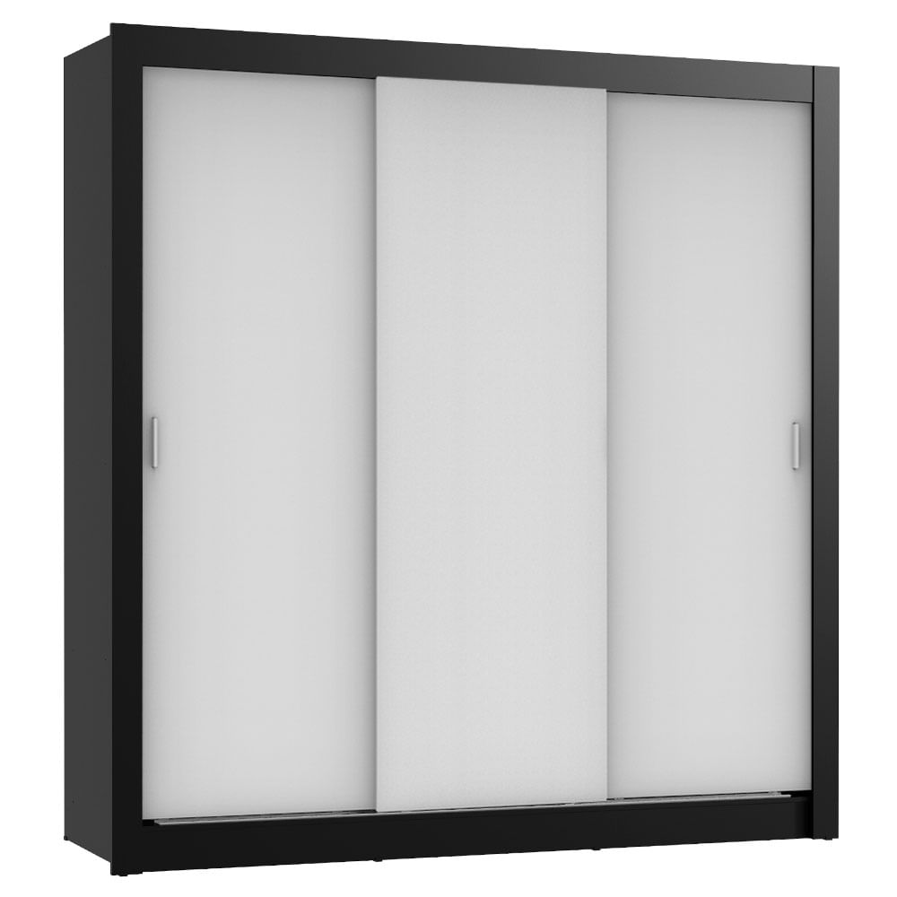 Ropero Monaco 3 Puertas Corredizas Negro Blanco