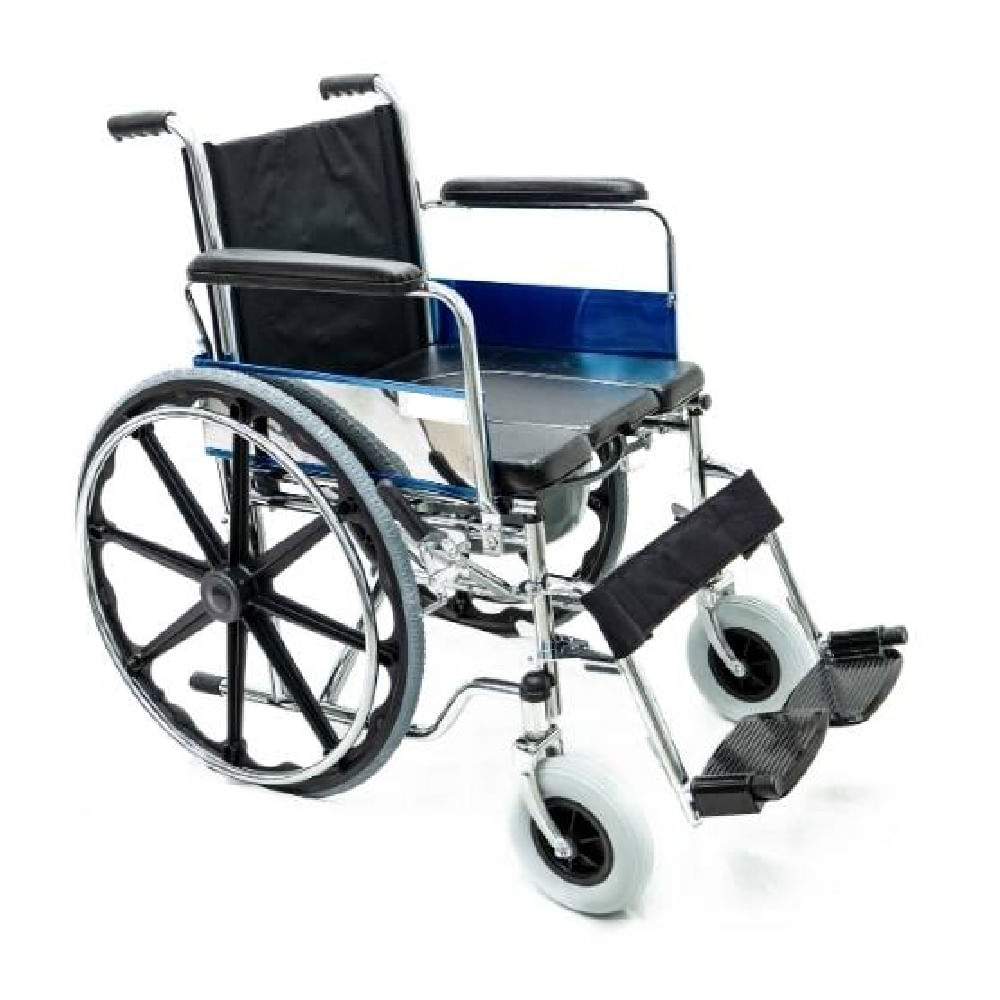 Silla de Ruedas Importada con Sanitario Cromada Aros Pvc