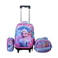 Mochila con Rueditas con Lonchera y Cartuchera para Niñas Diseño Elsa lll
