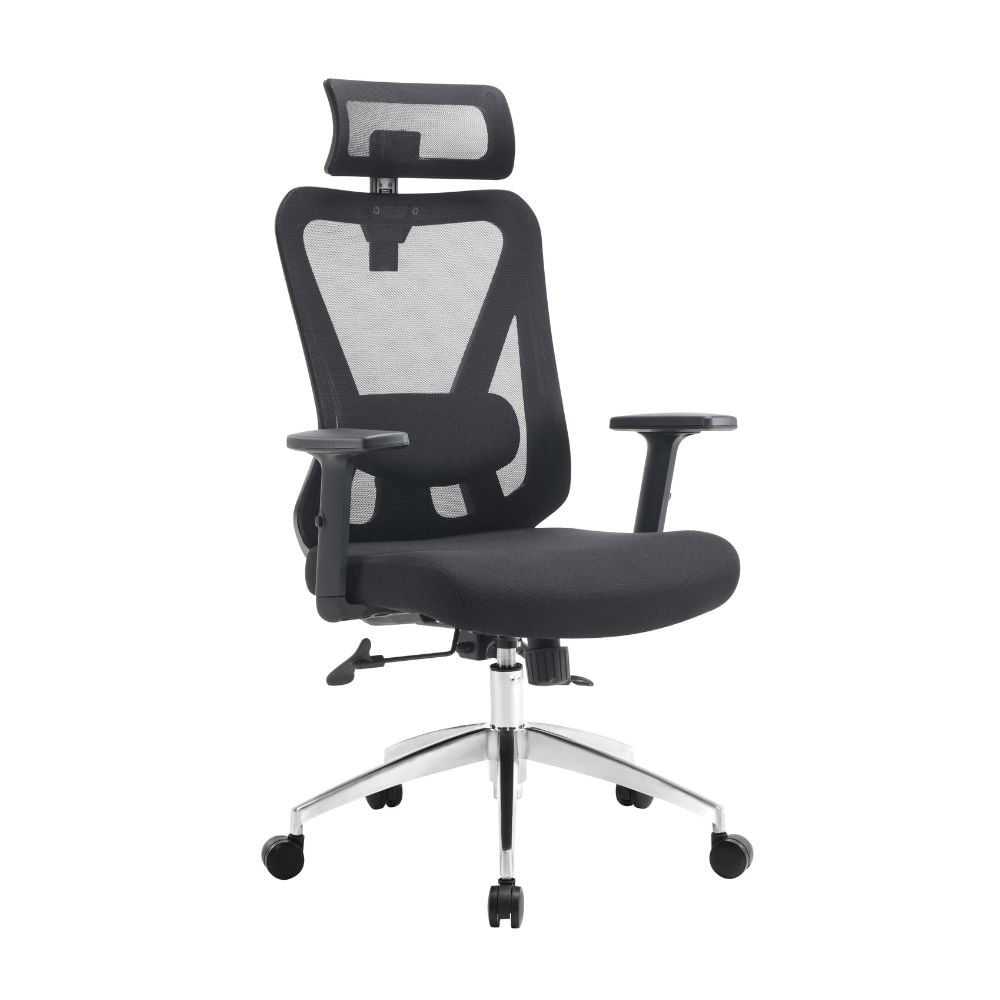 Silla Giratoria Vasco Negro de Tela Mesh Orange