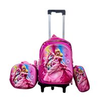 Mochila con Rueditas con Lonchera y Cartuchera para Niña Princesa
