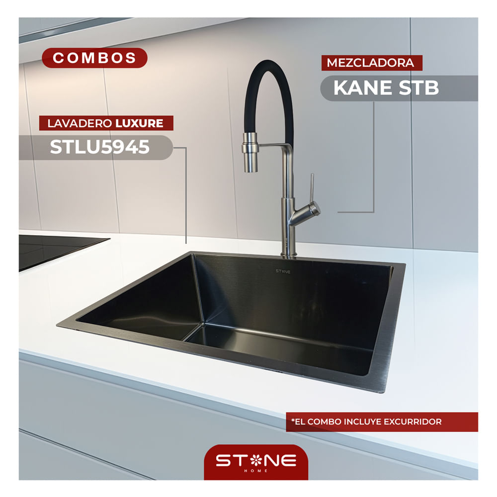 Combo de Lavadero Luxure STLU5945+ Kane STB Con Escurridor (Exonerado) Stone