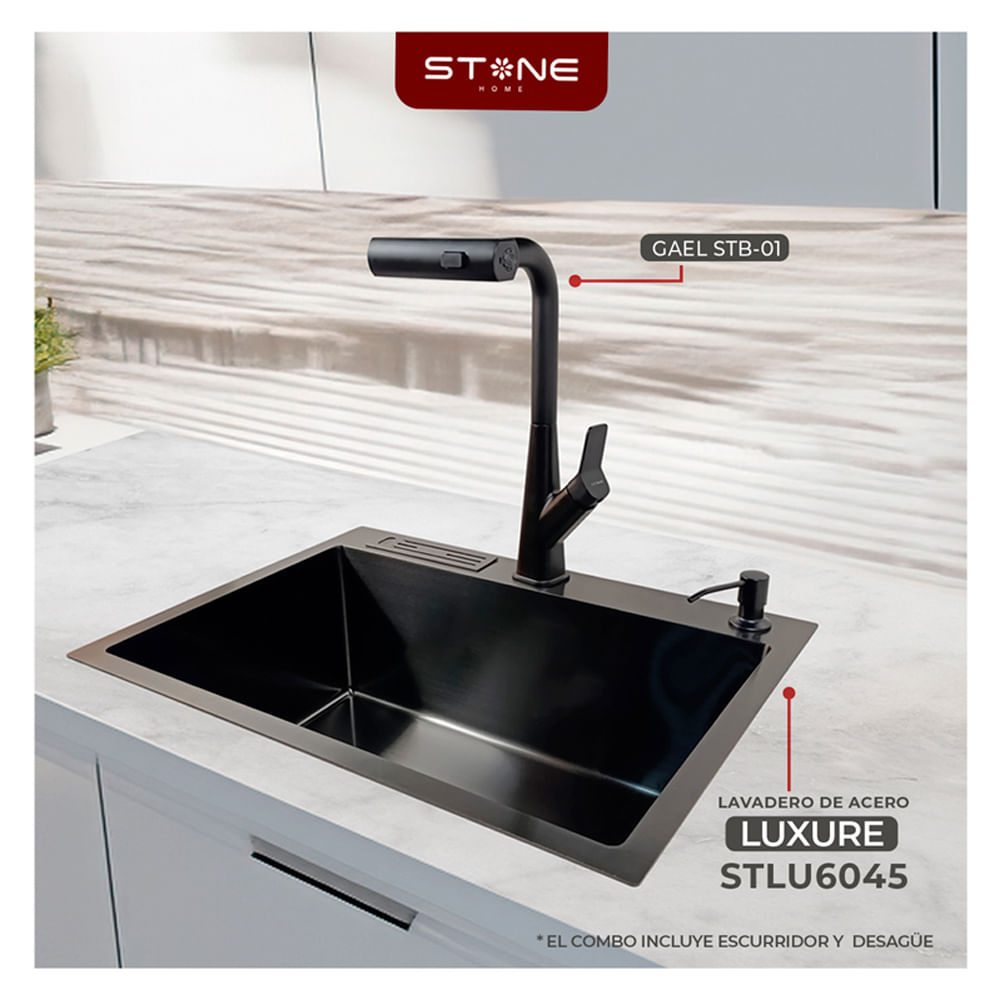 Combo de Lavadero  Luxure STLU6045+ Gael STB-01  Con Escurridor (Exonerado) Stone