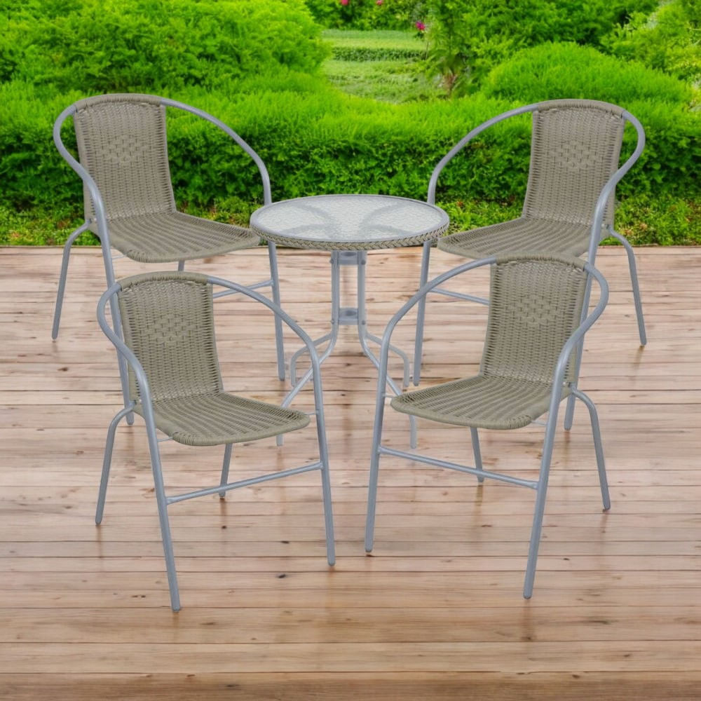 COMBO Set de terraza New Bistro Beige 1 Mesa + 2 Sillas Orange + 2 Sillas de terraza New Bistro Beige Orange