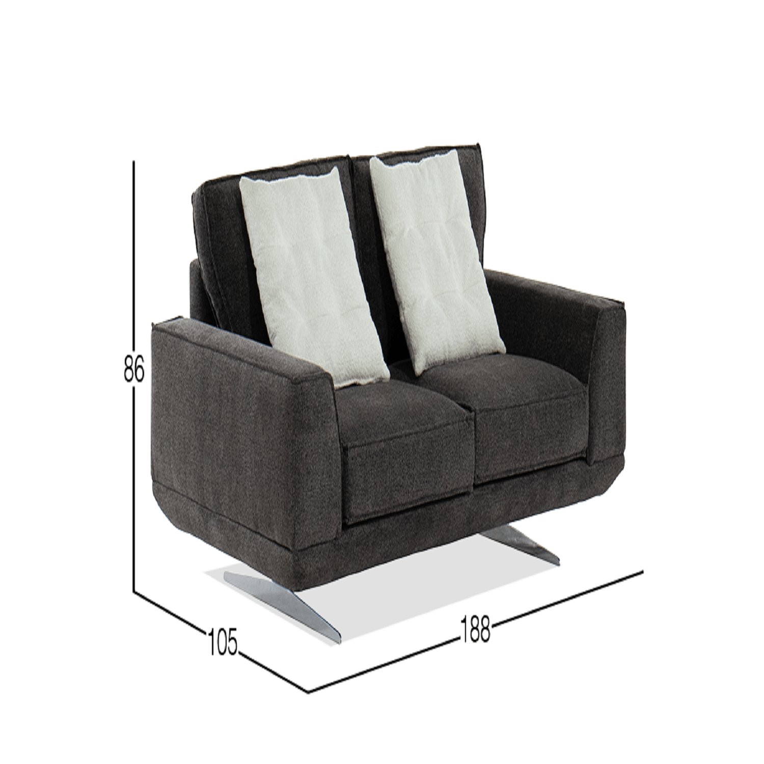 Sofá 2 cuerpos Dmuebles Loreta - Gris oscuro