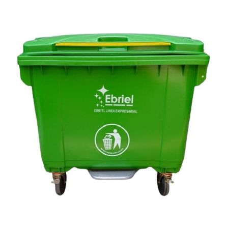Contenedor Ebriel con pedal con 4 Ruedas 660L Verde Contenedor Ebriel con pedal con 4 Ruedas 660L Verde