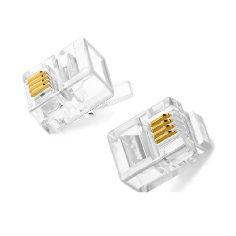 Conector Rj11 Tipo 6P4C Para Línea Teléfono Bolsa De 100 Unidades