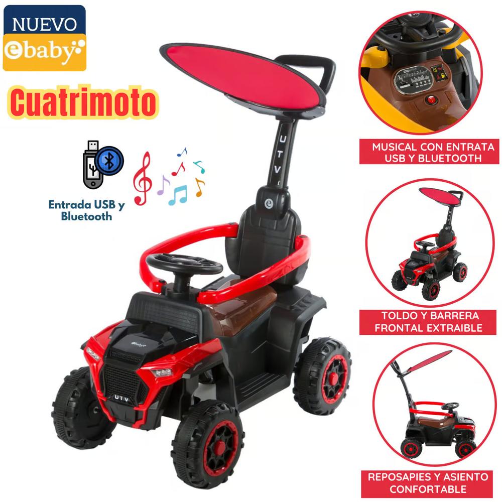 Cuatrimoto Musical con Luces y Sombrilla EB351 Rojo