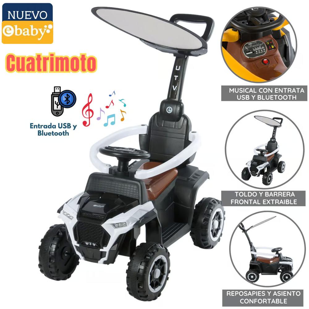 Cuatrimoto Musical con Luces y Sombrilla EB351 Blanco