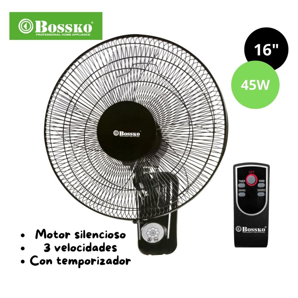 Ventilador de Pared Bossko con Control Remoto 16 Pulgadas BK-8452PD