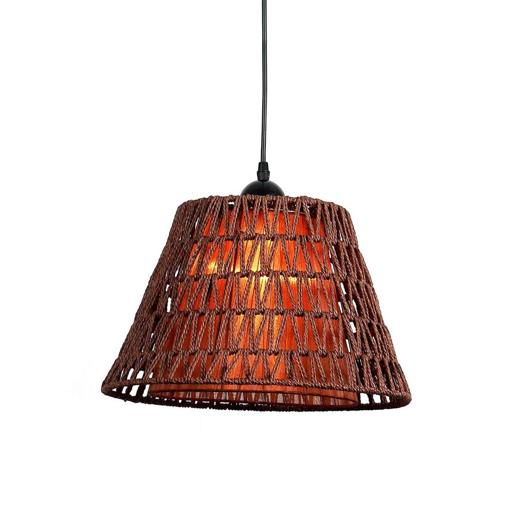 Lámpara Colgante Ratán Doble Pantalla Cónica Orange Lámpara Colgante Ratán Doble Pantalla Cónica Orange