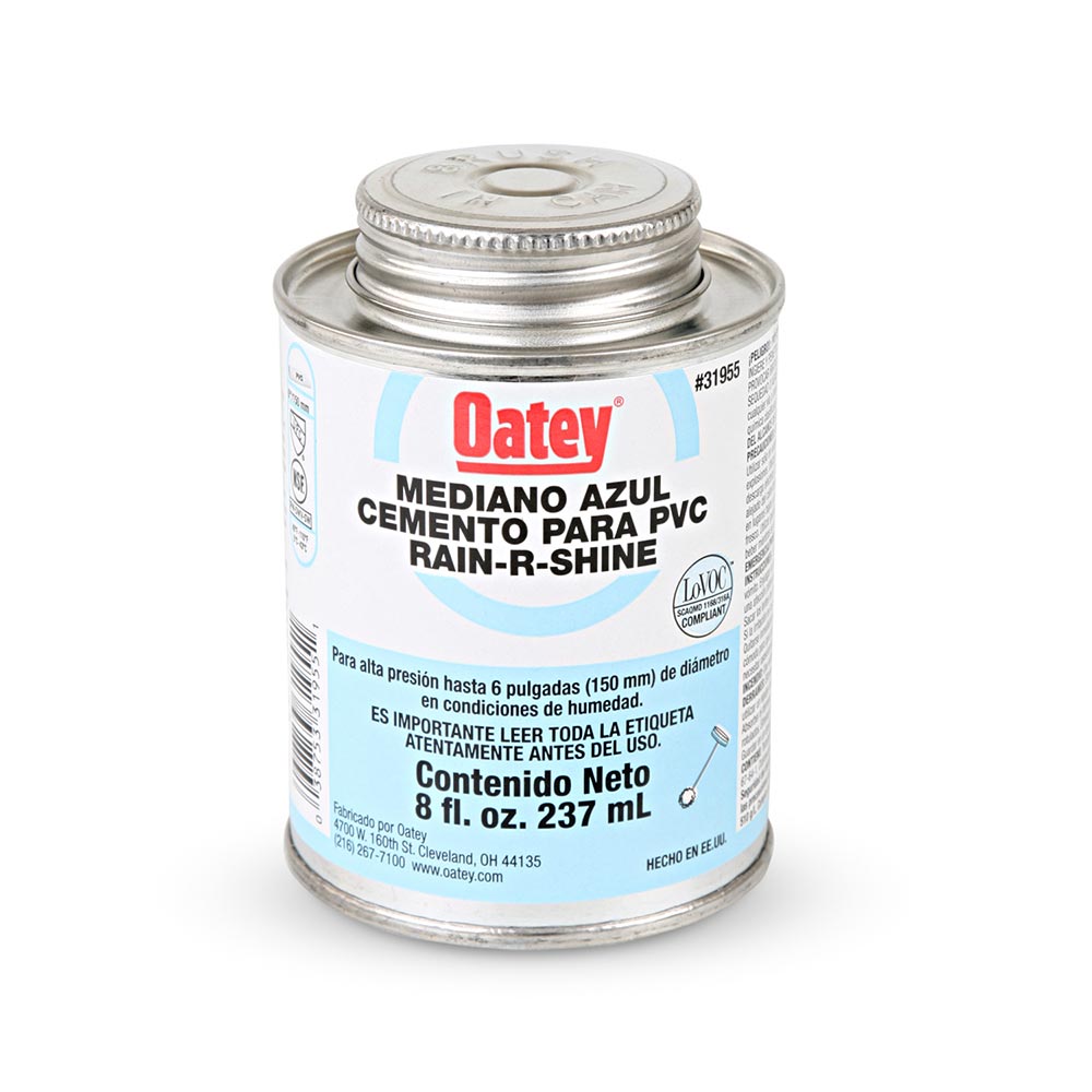 Pegamento Celeste 8 Oz Oatey para Tuberías PVC de Fraguado Rápido