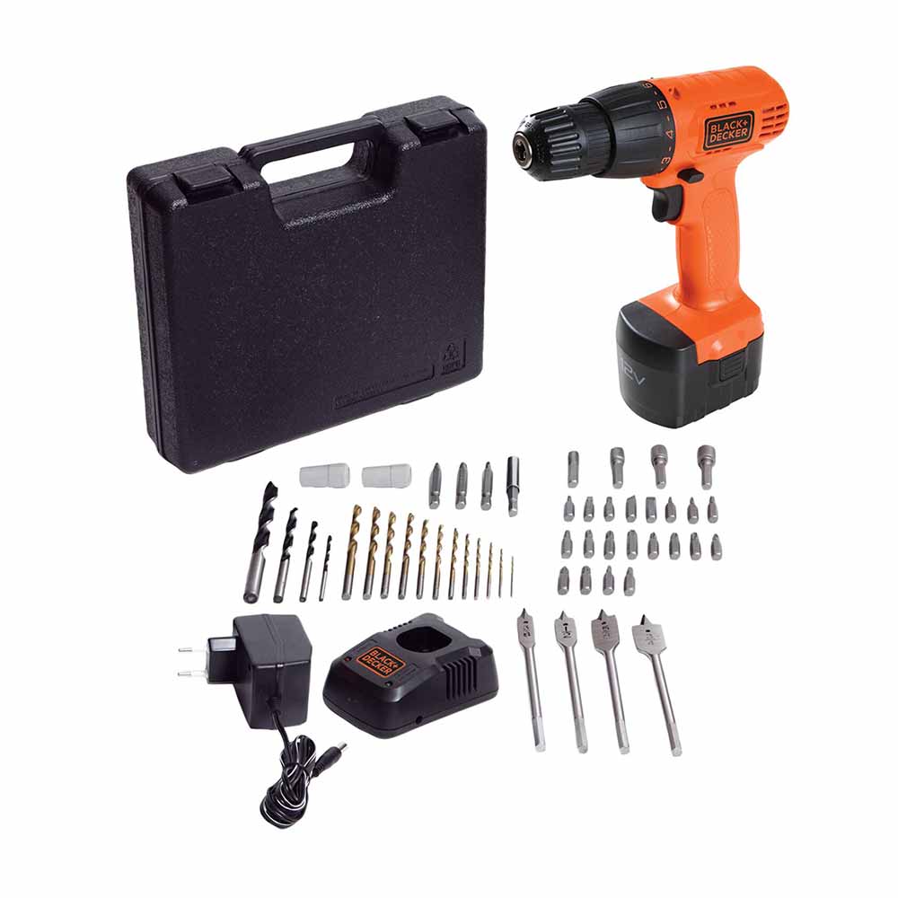 Atornillador 12V Mp + Set 50 piezas Black & Decker