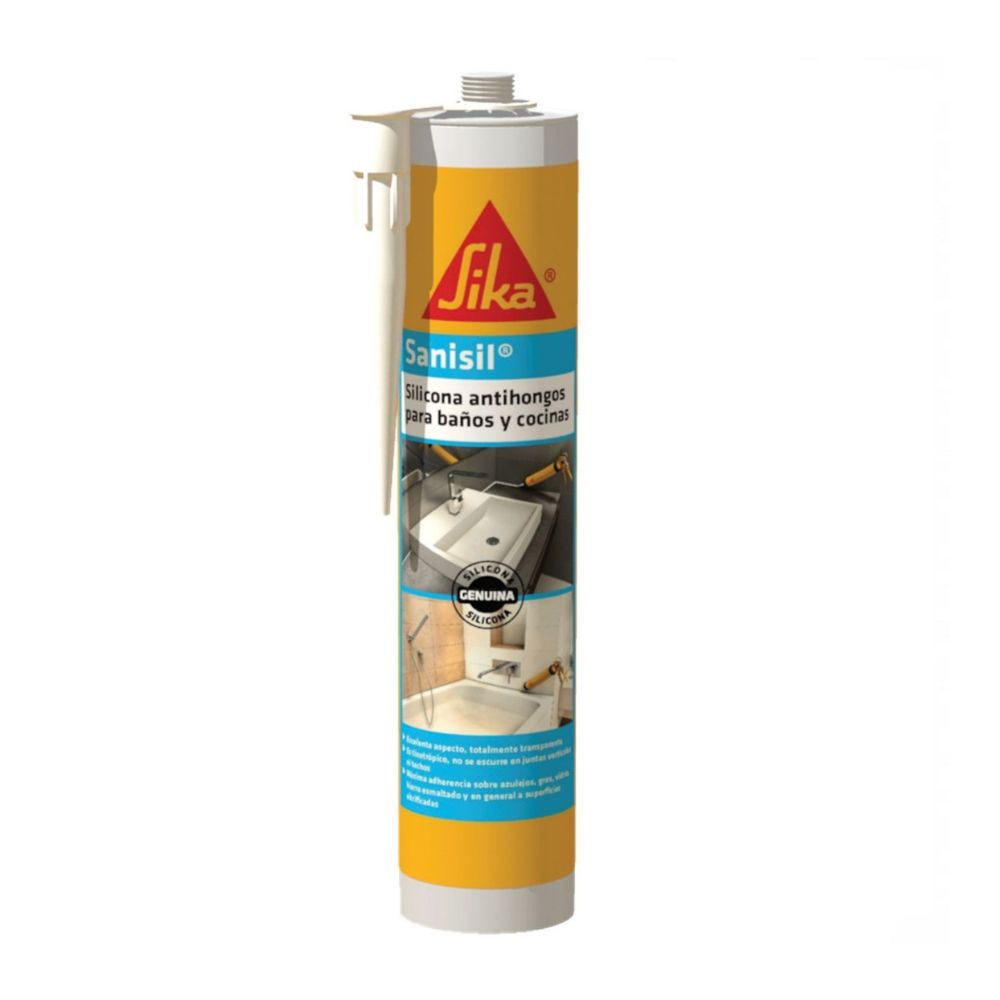Silicona Sanisil 280ml Sika Resistente Antihongos para Baños y Cocinas Silicona Sanisil 280ml Sika Resistente Antihongos para Baños y Cocinas