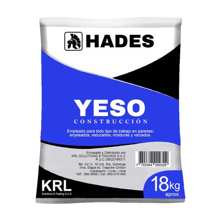 Yeso para construcción Bolsa x 18 kg Hades Yeso para construcción Bolsa x 18 kg Hades
