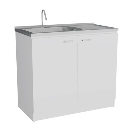 Mueble Inferior Cocina Napoles 100cm Nylon/PP/Acero Blanco Tuhome