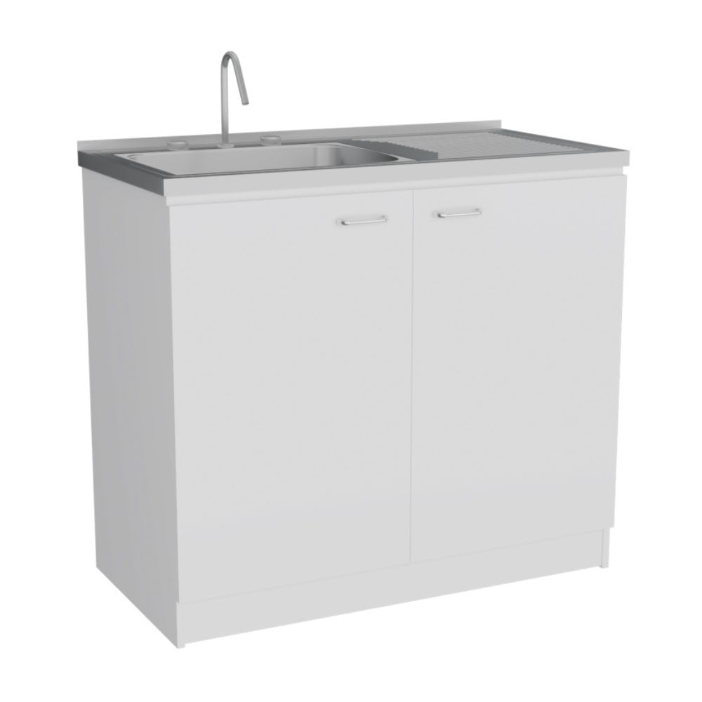 Mueble Inferior Cocina Napoles 100cm Nylon/PP/Acero Blanco Tuhome