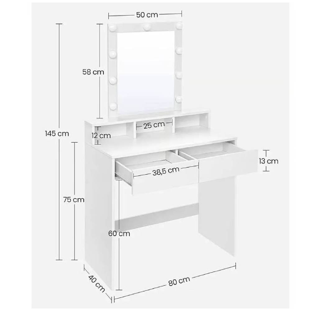 TOCADOR NACION MUEBLES LUCIA CON LUCES COLOR BLANCO NM