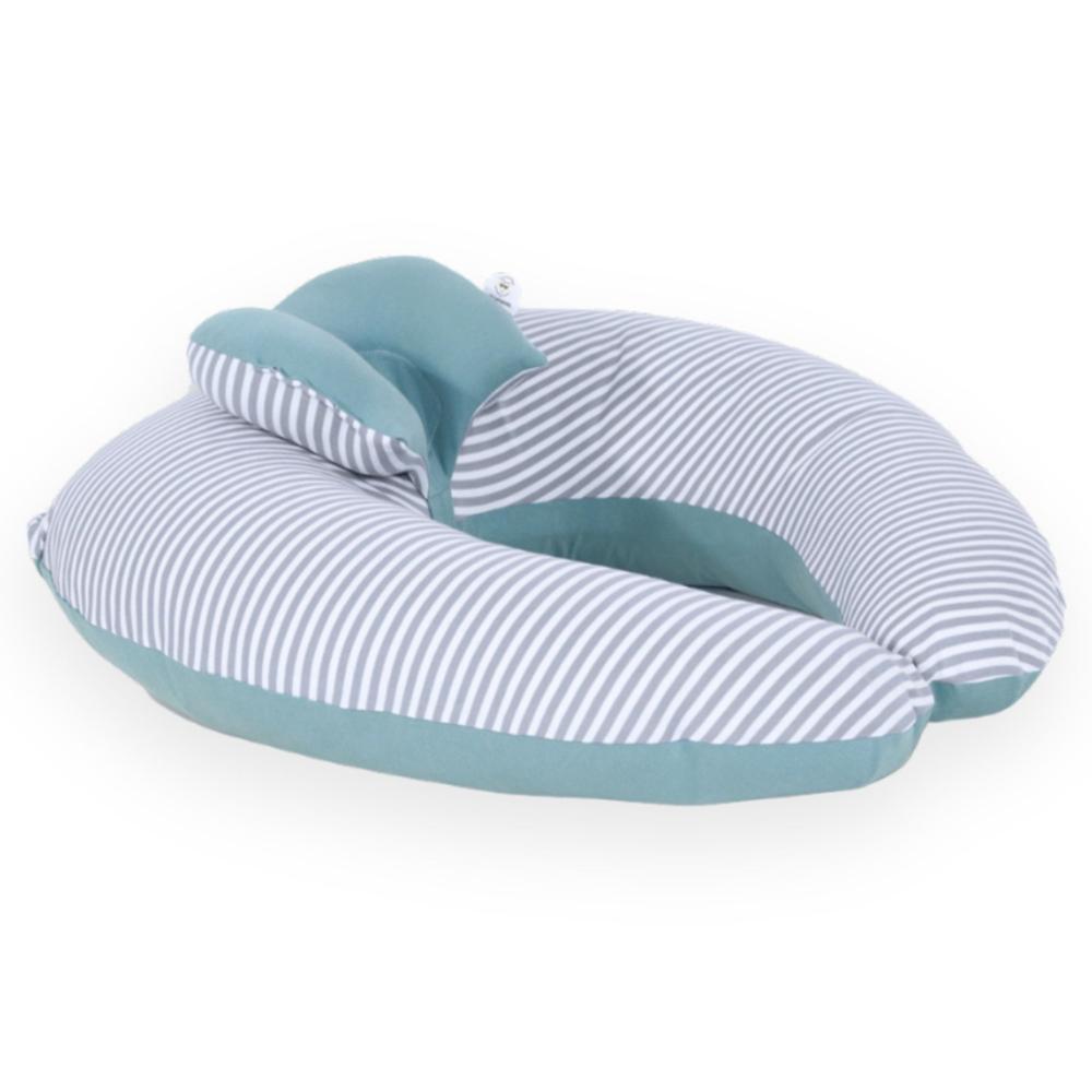 Cojin de Lactancia Acolchonaditos Verde Cemento Rayas Plomas