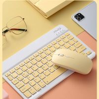 Teclado Mouse Super Delgado Amarillo Inalambrico