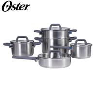 Juego de Ollas 9 Piezas Acero Inoxidable Oster Beauford Acabado Plata