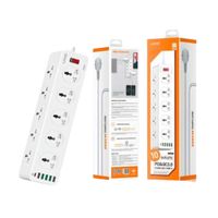 Supresor de Picos LDNIO SC10610 10 Tomas Universales 2 metros con 5 USB-A y 1 USB-C