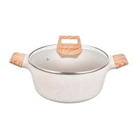Olla 28 cm de Aluminio Antiadherente Revestida Marmol Tapa de Vidrio