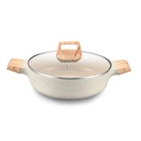 Olla 32 cm de Aluminio Antiadherente Revestida Marmol Tapa de Vidrio