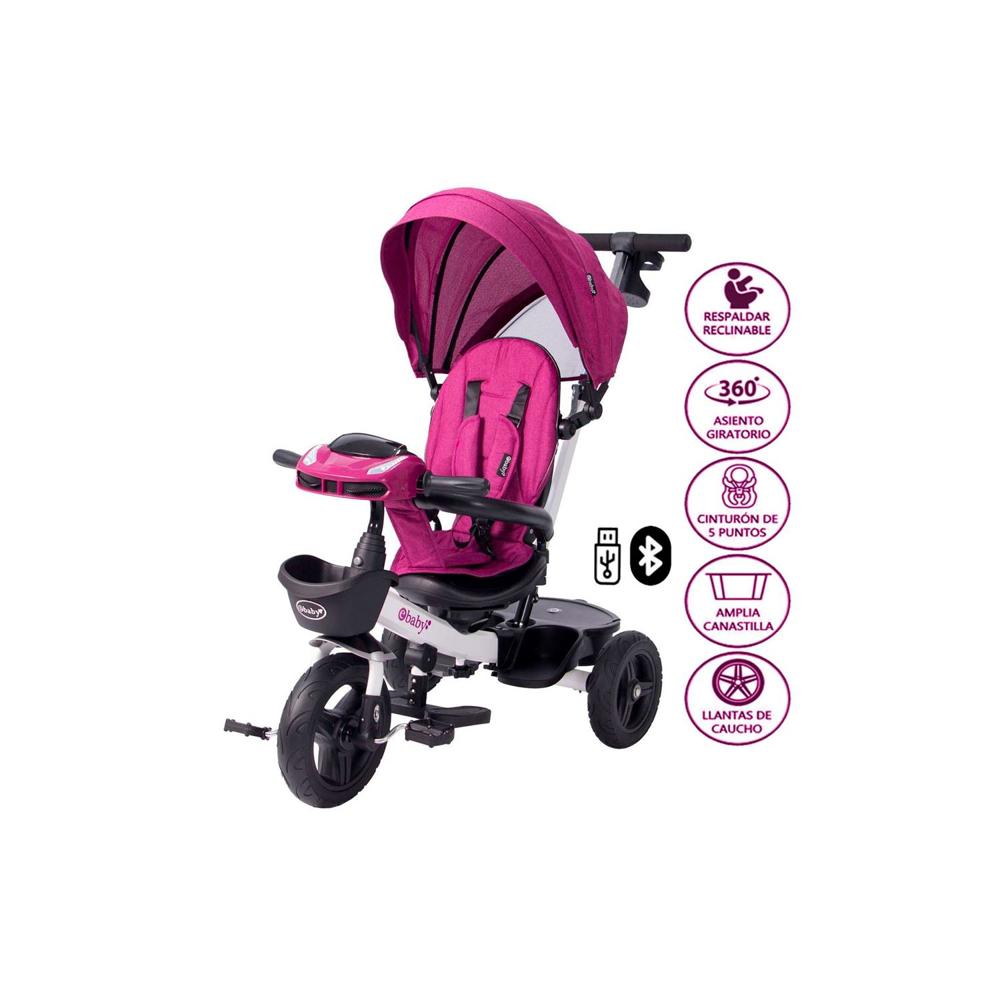 Triciclo Ebaby Guiador ARIA USB Bluetooth FUCSIA1