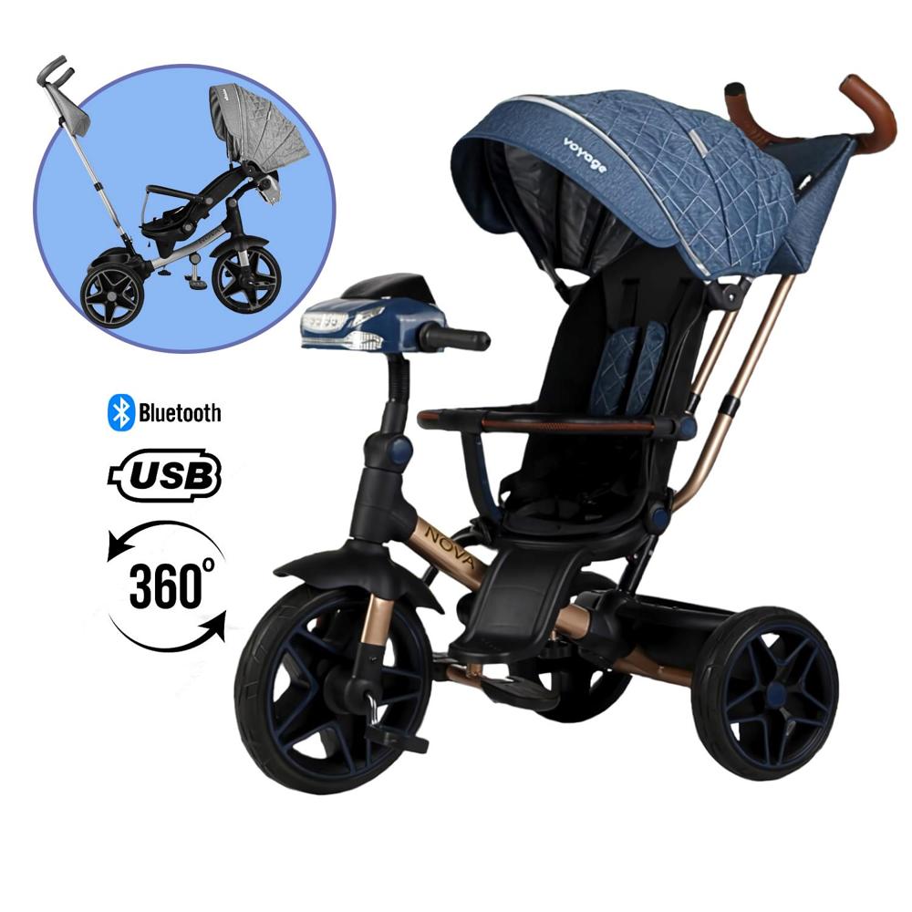 Triciclo NOVA Giratorio 360° USB Bluetooth Tela UV Azul1