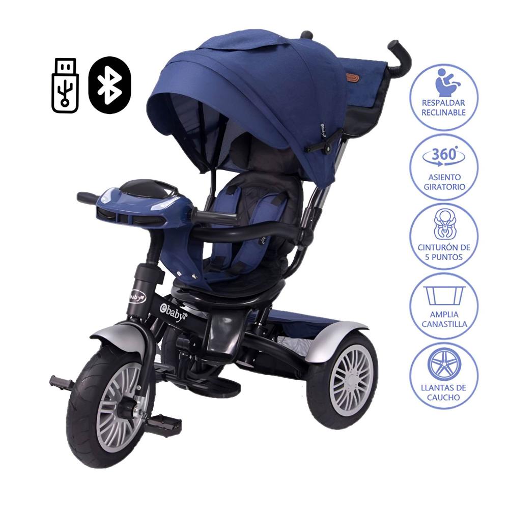 Triciclo Guiador Ebaby ""ZOE"" USB 360 Azul1