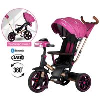 Triciclo NOVA Giratorio 360° USB Bluetooth Tela UV Fucsia1