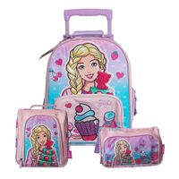 Set Escolar Primaria Maleta Lonchera y Cartuchera Barbie Cupcakes