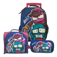 Set Escolar Primaria Maleta Lonchera y Cartuchera Ultra Zombies Boo