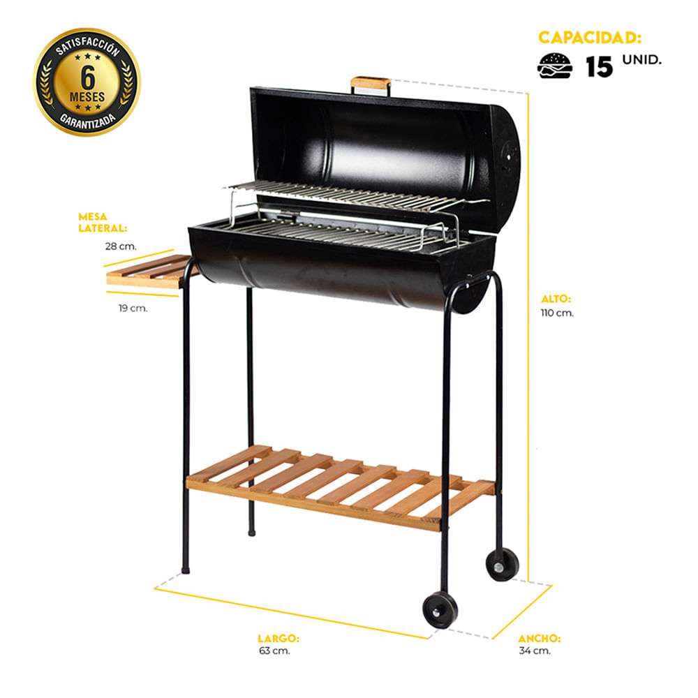 Parrilla Cilíndrica Mr. Grill con Tapa Deluxe