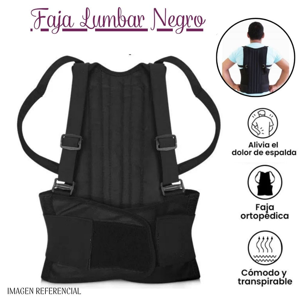 Faja dorso Lumbar Talla L - NEGRO